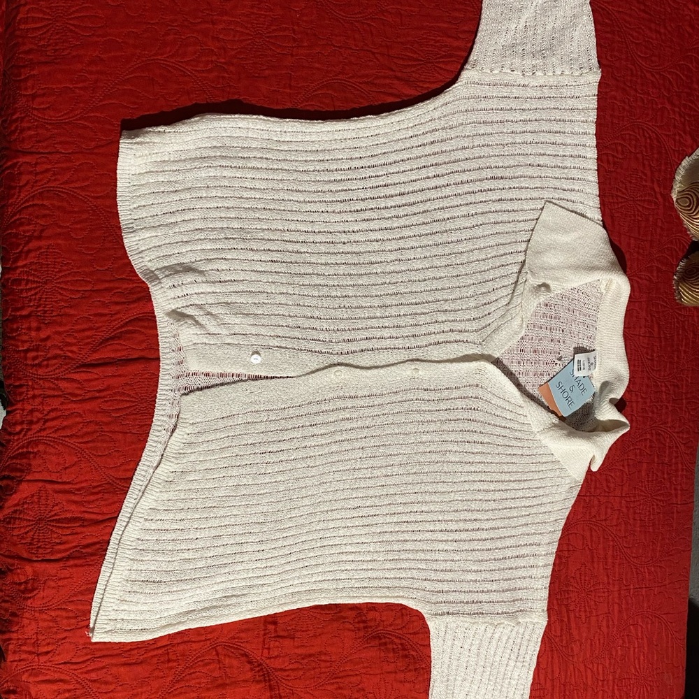 Shade & Shore White Textured Cardigan